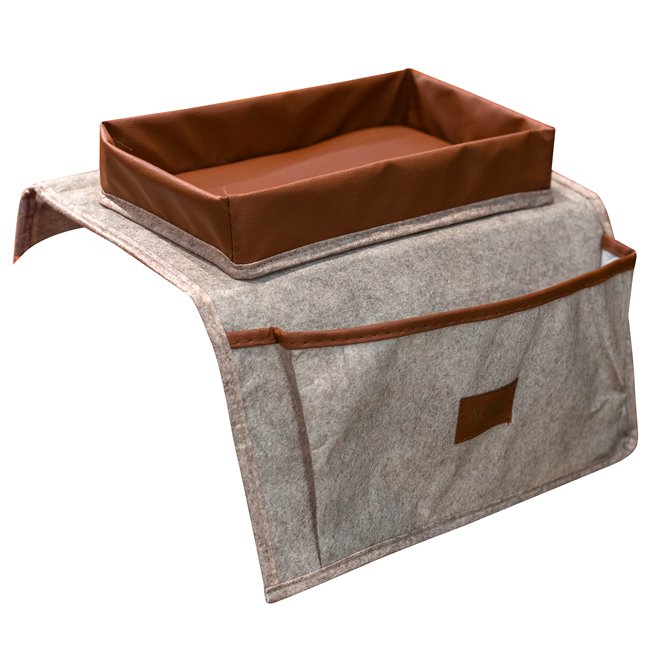 Armrest organizer, beige/brown, 22x32x18cm