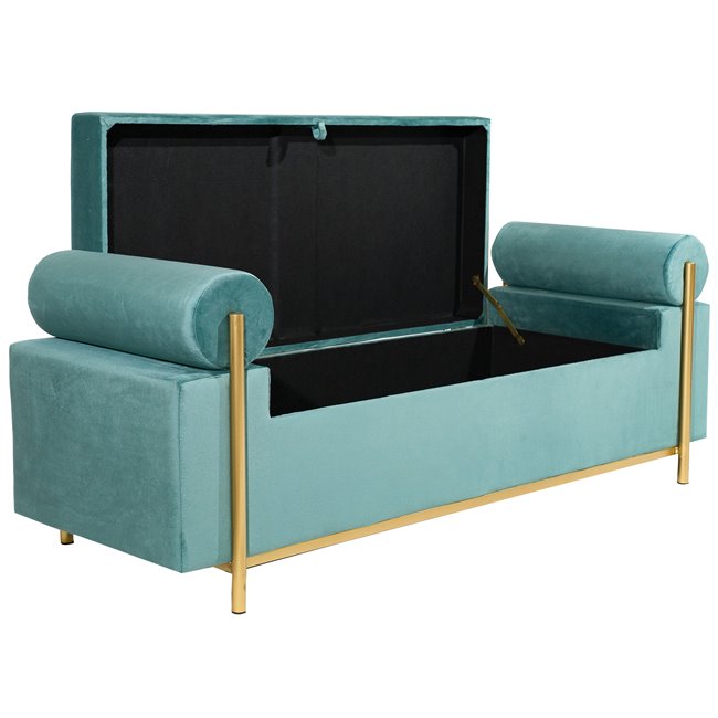 Bench with storage box Malma, green, 121x44x45cm