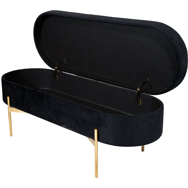 Bench with storage box Marlov, black, 120x43x47cm