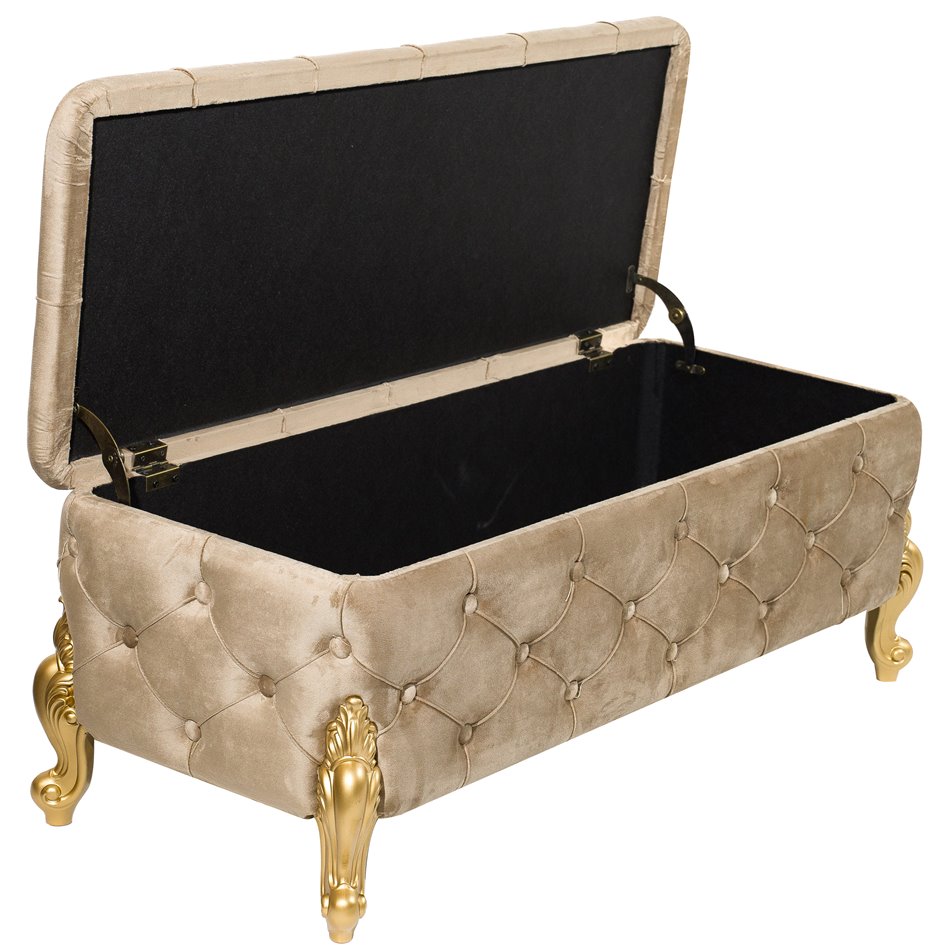 Bench with storage box Martimo, taupe, 110x45x43cm