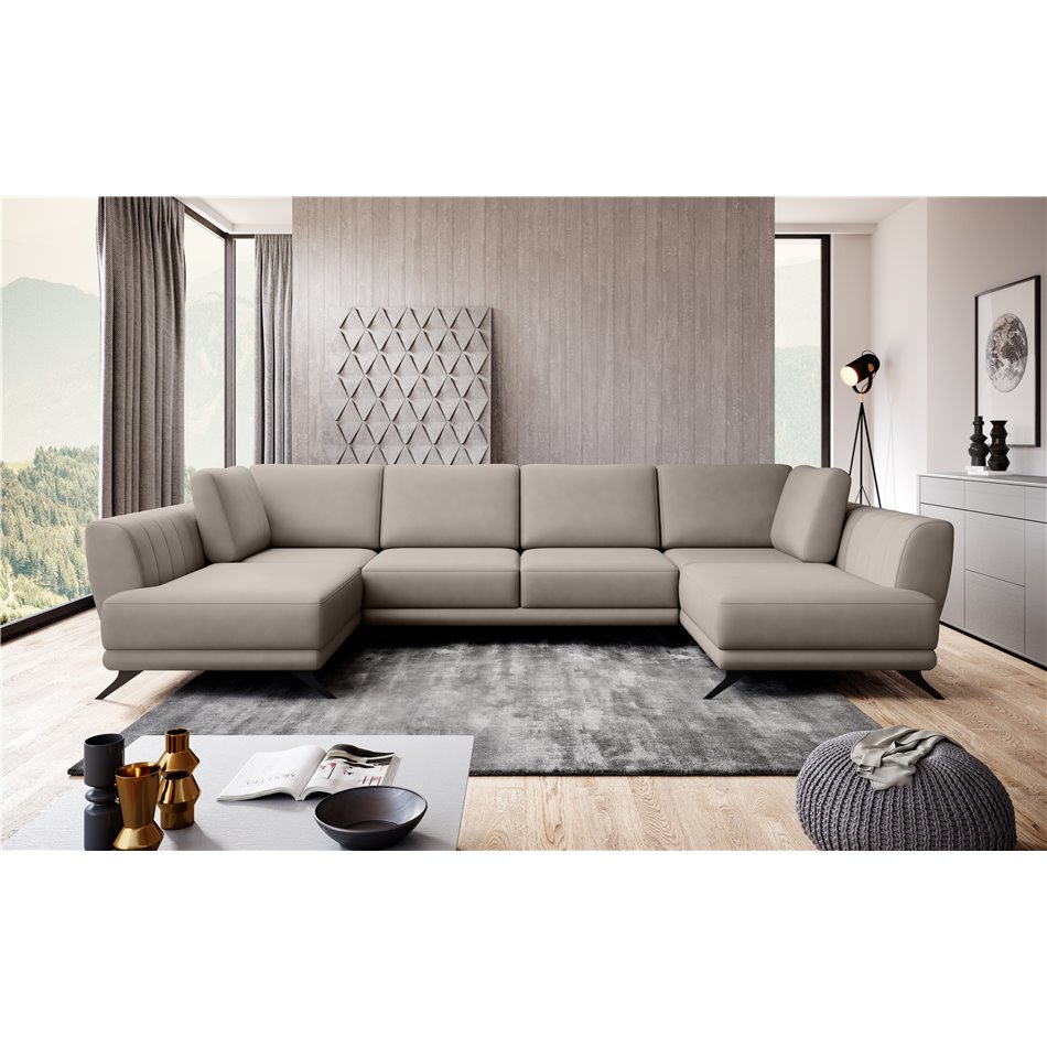 Corner sofa Elarco Symmetrical, Poco 7, gray, H90x362x191