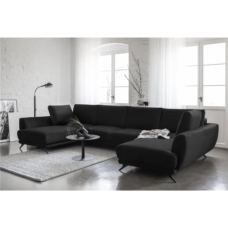 Corner sofa Elarco Symmetrical, Loco 10, black, H90x362x191