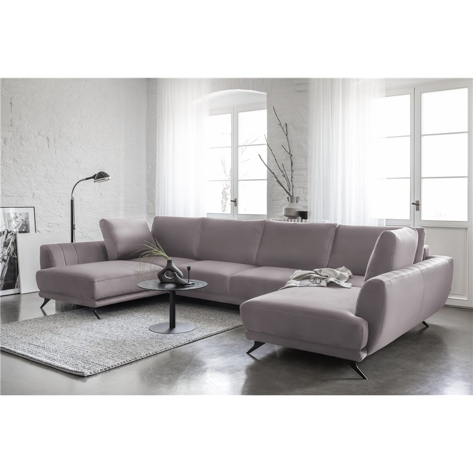 Corner sofa Elarco Symmetrical, Loco 24, pink, H90x362x191