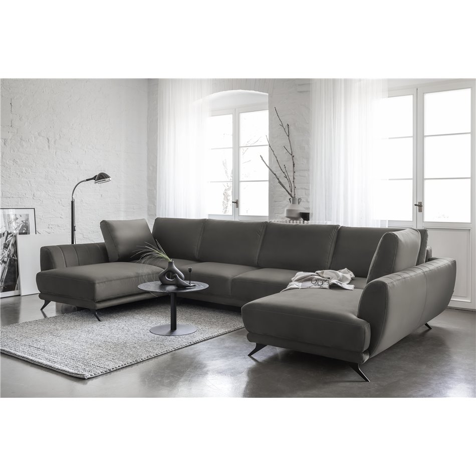 Corner sofa Elarco Symmetrical, Loco 4, gray, H90x362x191