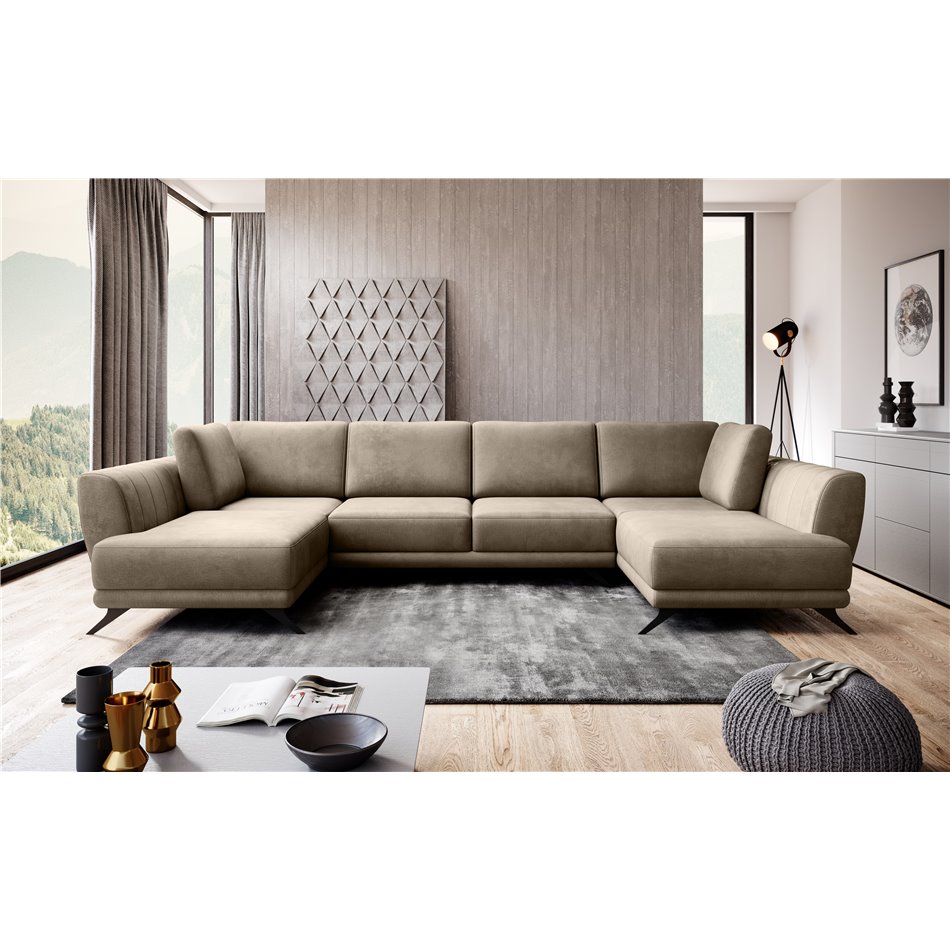 Corner sofa Elarco Symmetrical, Nube 20, light brown, H90x362x191