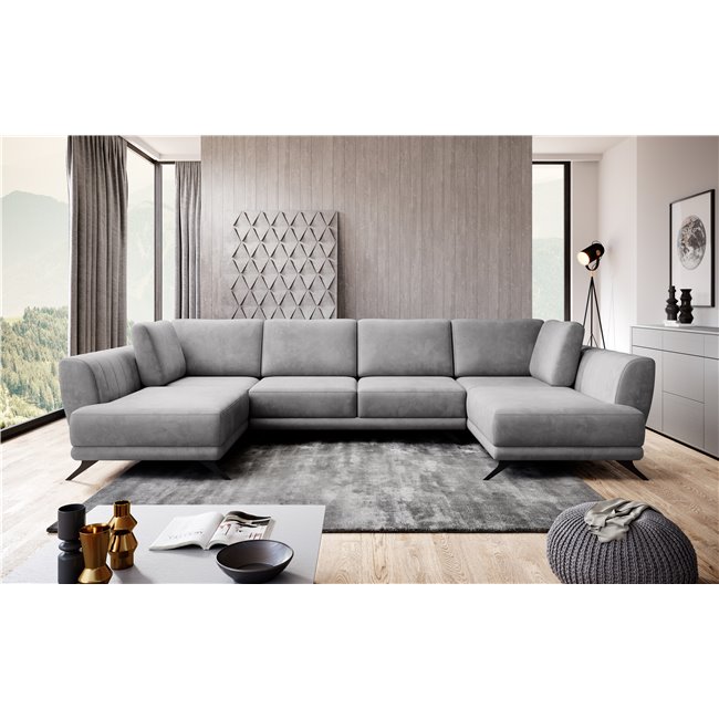 Corner sofa Elarco Symmetrical, Nube 3, gray, H90x362x191