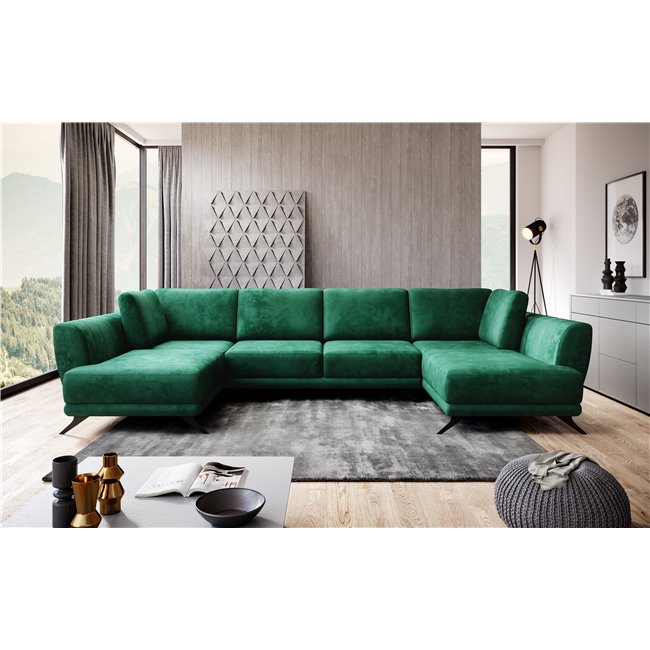 Corner sofa Elarco Symmetrical, Nube 35, green, H90x362x191