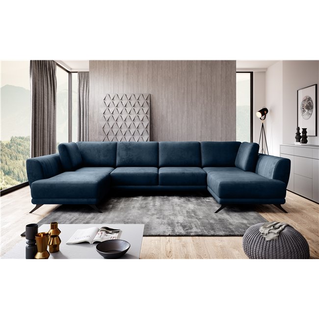 Corner sofa Elarco Symmetrical, Nube 40, blue, H90x362x191