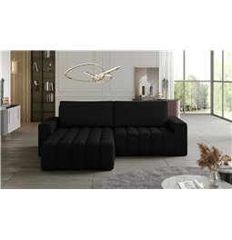 Kampinė sofa Ebonett L, Sawana 14, juoda sp., H92x250x175