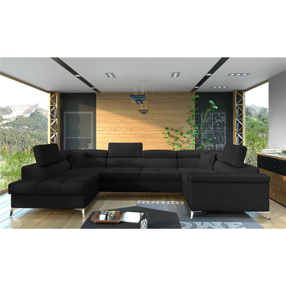 Corner sofa Elago L, Sawana 14, black, H88x208x43