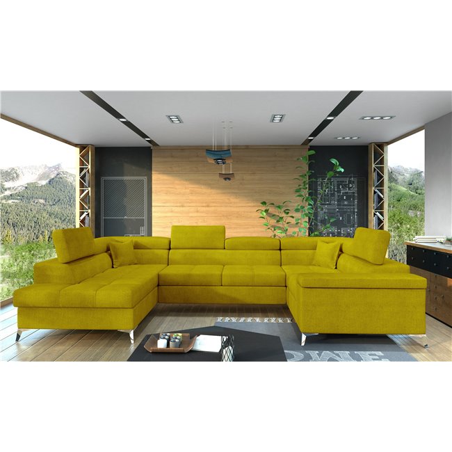 Corner sofa Elago L, Omega 68, yellow, H88x208x43