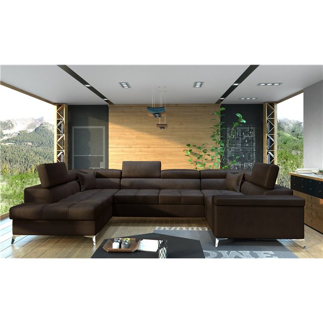Corner sofa Elago L, Monolith 29, brown, H88x208x43