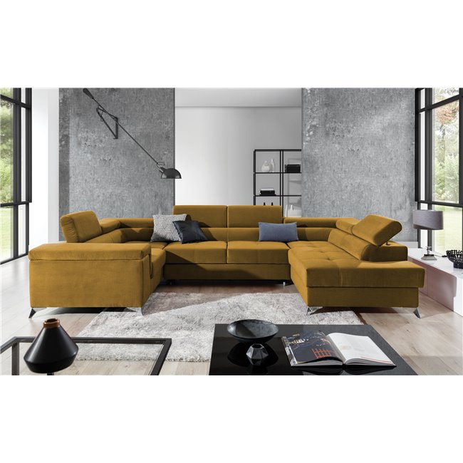 Corner sofa Elago L, Monolith 48, yellow, H88x208x43