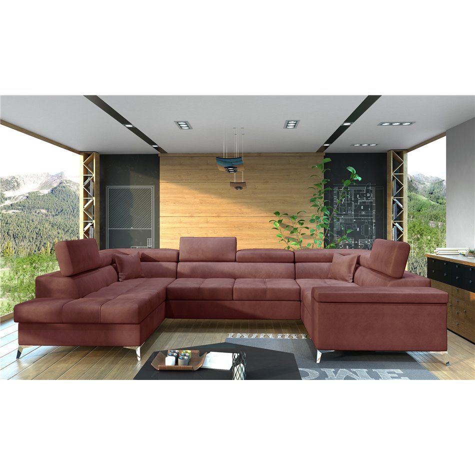 Corner sofa Elago L, Monolith 63, pink, H88x208x43