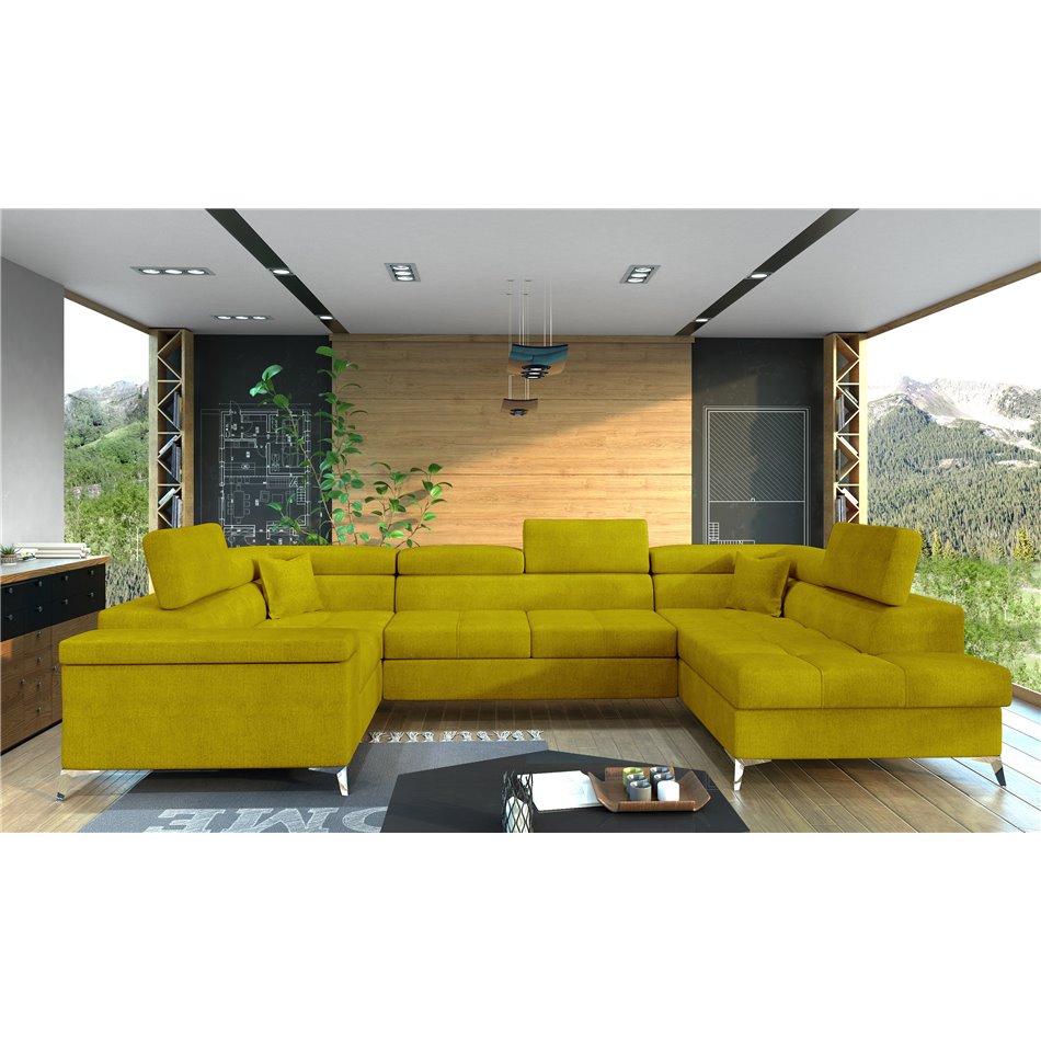 Corner sofa Elago R, Omega 68, yellow, H88x208x43