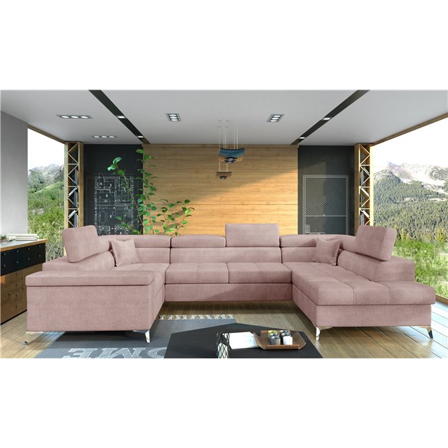 Corner sofa Elago R, Omega 91, pink, H88x208x43