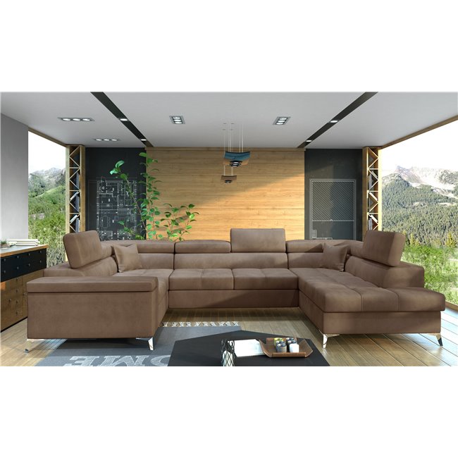 Corner sofa Elago R, Monolith 09, light brown, H88x208x43