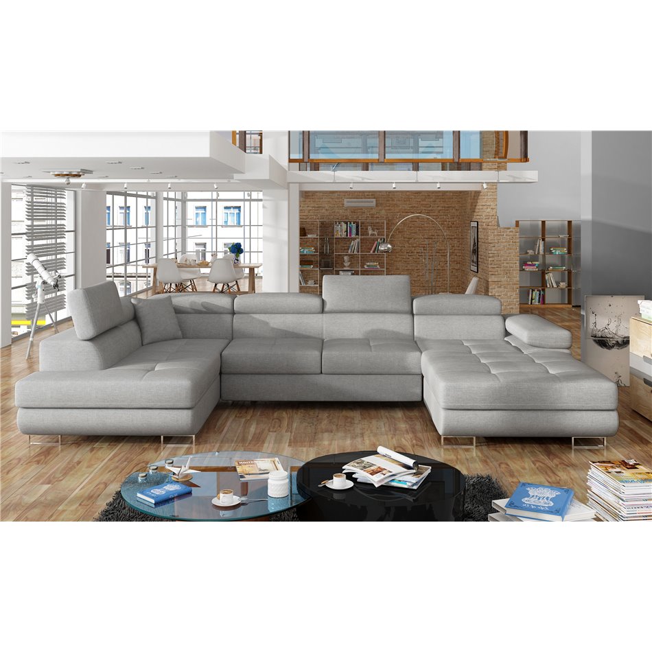 Corner sofa Elcardo L, Cover 83, gray, H90x345x58