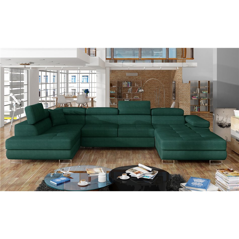 Corner sofa Elcardo L, Kronos 19, green, H90x345x58