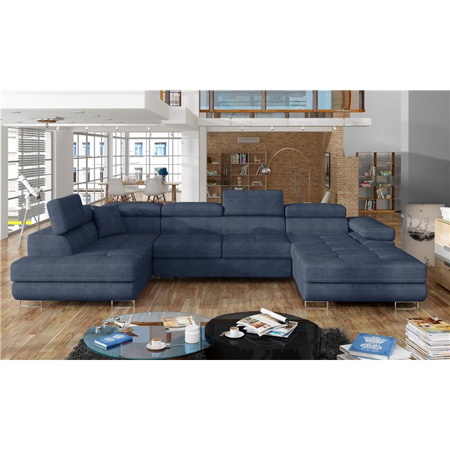 Corner sofa Elcardo L, Omega 86, blue, H90x345x58