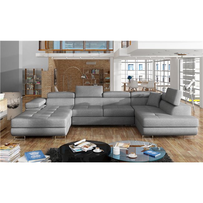 Corner sofa Elcardo R, Cover 87, gray, H90x345x58