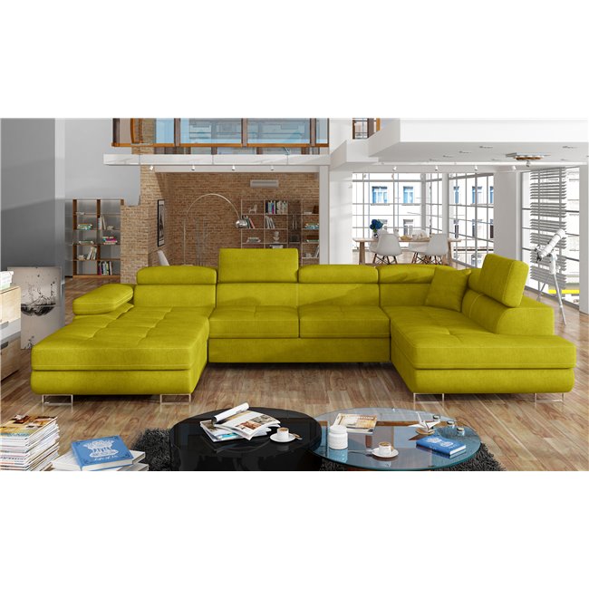 Corner sofa Elcardo R, Omega 68, yellow, H90x345x58
