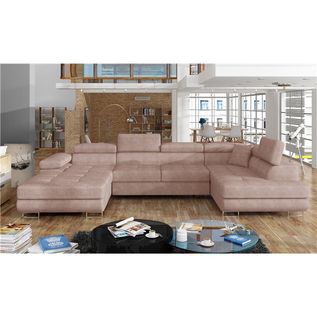 Corner sofa Elcardo R, Omega 91, pink, H90x345x58
