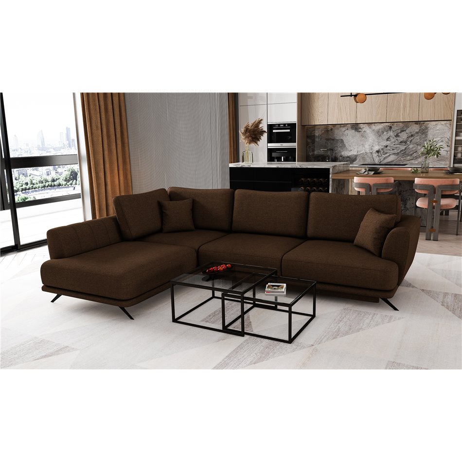 Corner sofa Elarde L, Flores 21, brown, H90x276x191