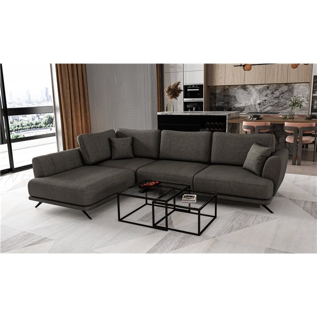 Corner sofa Elarde L, Flores 5, gray, H90x276x191