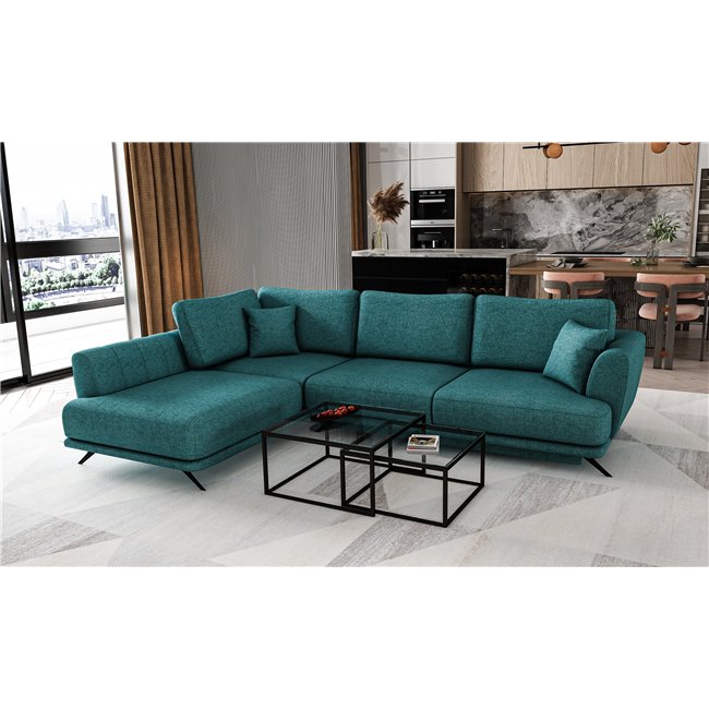 Corner sofa Elarde L, Borneo 38, blue, H90x276x191