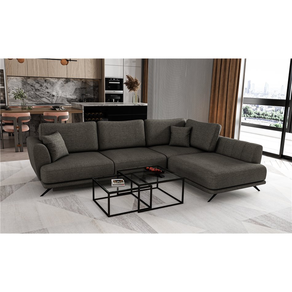Corner sofa Elarde R, Flores 5, gray, H90x276x191