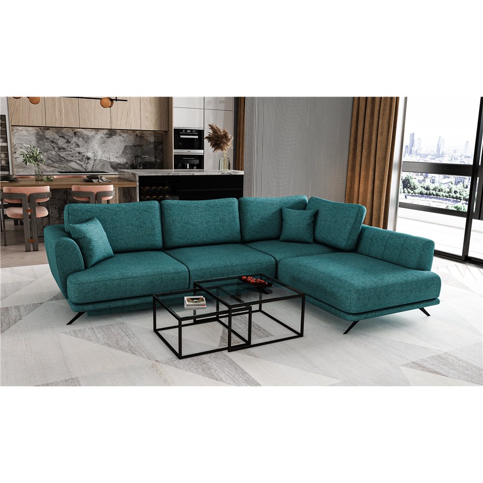 Corner sofa Elarde R, Borneo 38, blue, H90x276x191