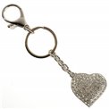 Keychain Crystal heart, silver, D3.5cm