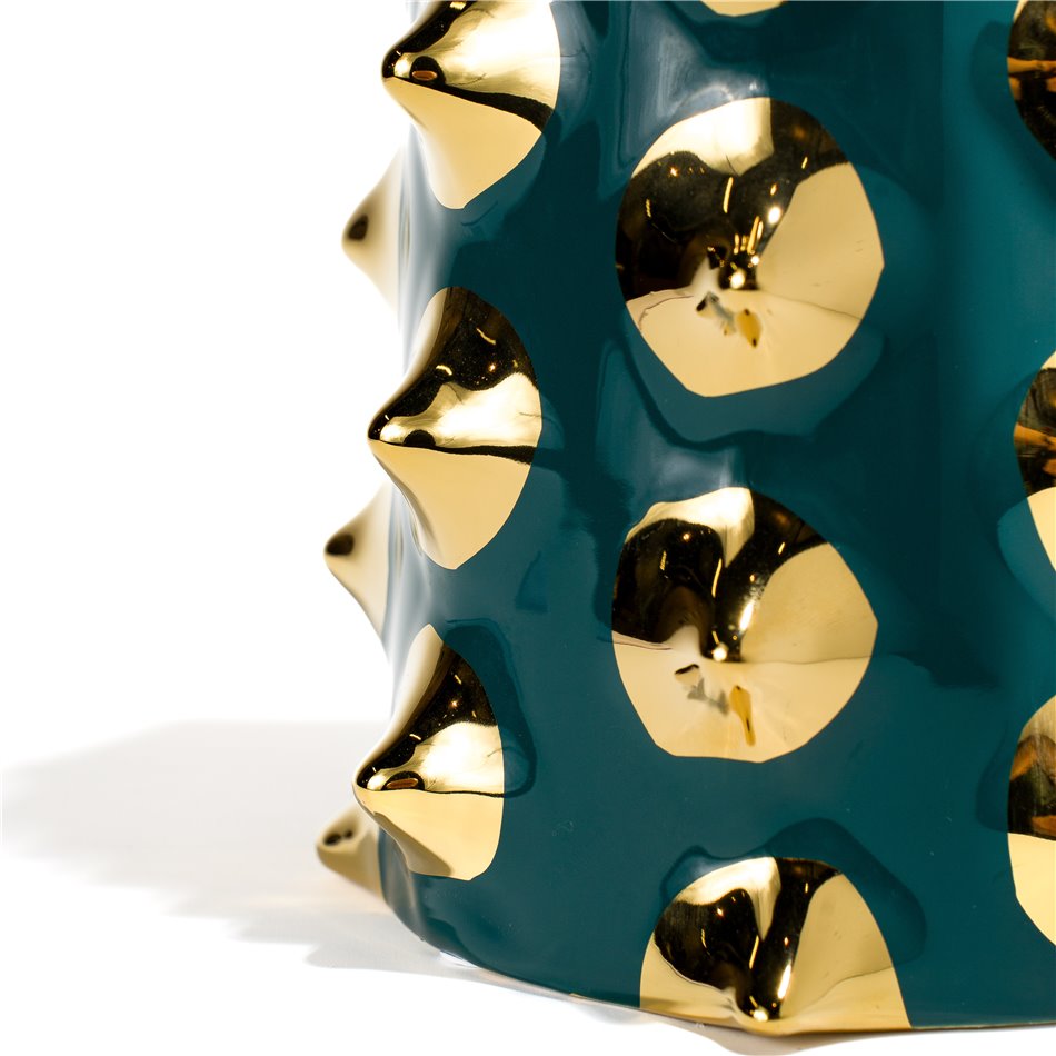 Vase Madalena, green/gold, 16.1x16.1x28.5cm