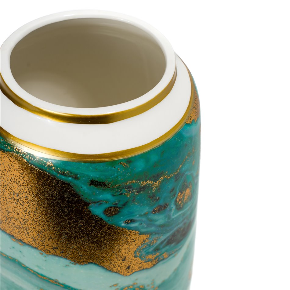 Vase Molly, green/gold/white, 17.6x17.6x30cm