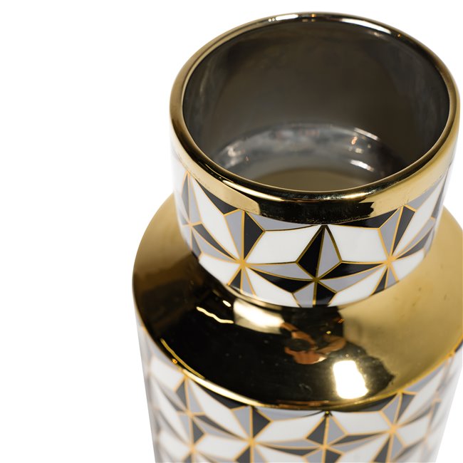 Vase Marciano 2, black/gray/white/gold, 13.5x13.5x31 cm
