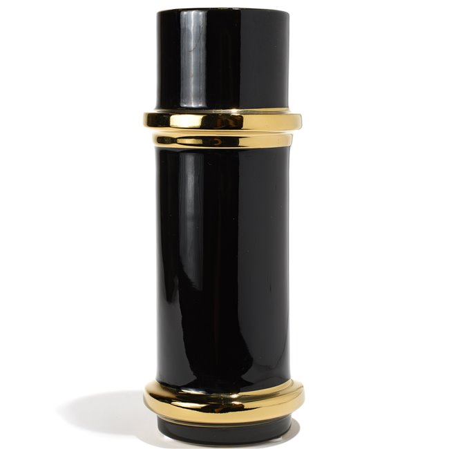 Vase Merta, shiny black/ gold, 11.8x11.8x30.9cm