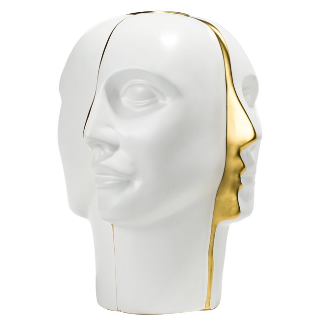 Vase Morille, matte white/ gold, 28.3x28.3x33.8cm