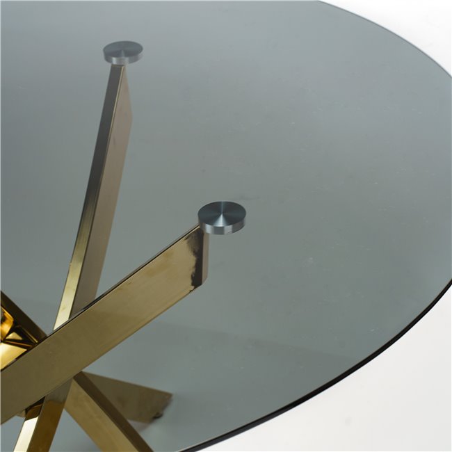 Valgomojo stalas Talbot, metalas/stiklas, H76cm D120cm