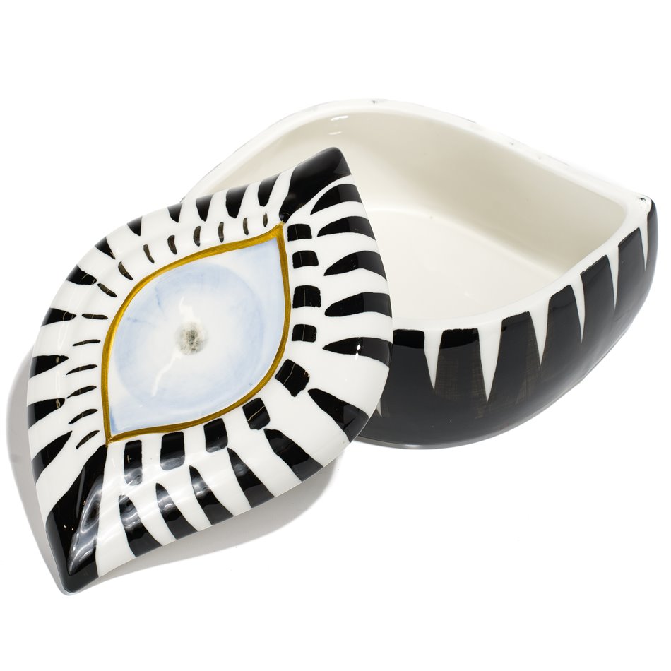 Декоративная посуда с крышкой Malvita, белая/черная/золотая, 21.4x15.3x8.9cm