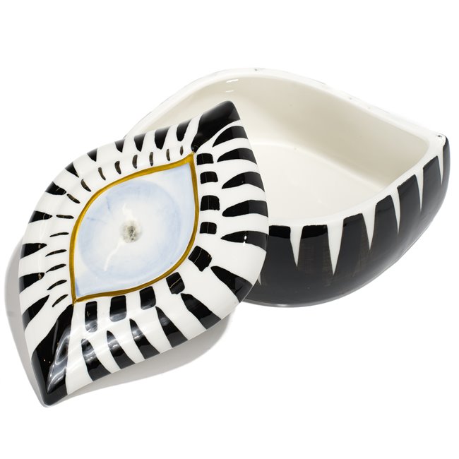 Декоративная посуда с крышкой Malvita, белая/черная/золотая, 21.4x15.3x8.9cm