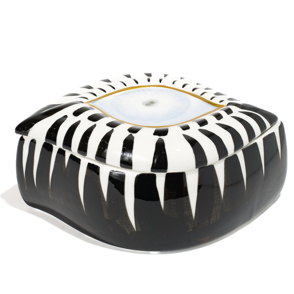 Декоративная посуда с крышкой Malvita, белая/черная/золотая, 21.4x15.3x8.9cm