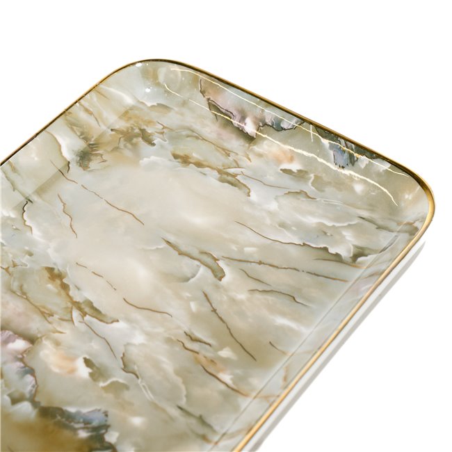 Dekoratyvinis indas  Marciano 14, alyvuogių/auksas sp., 36.4x17.1x1.6cm