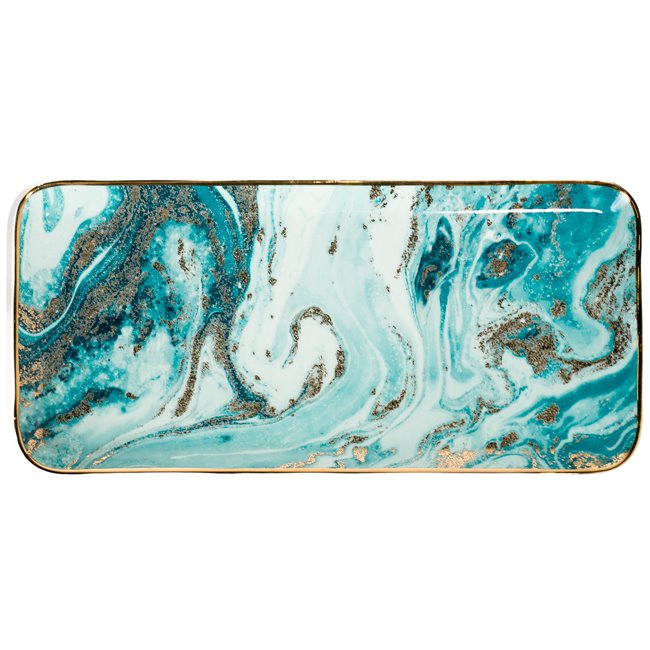 Decorative plate Marciano 15, green/gold, 36.4x17.1x1.6cm