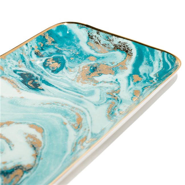 Decorative plate Marciano 15, green/gold, 36.4x17.1x1.6cm