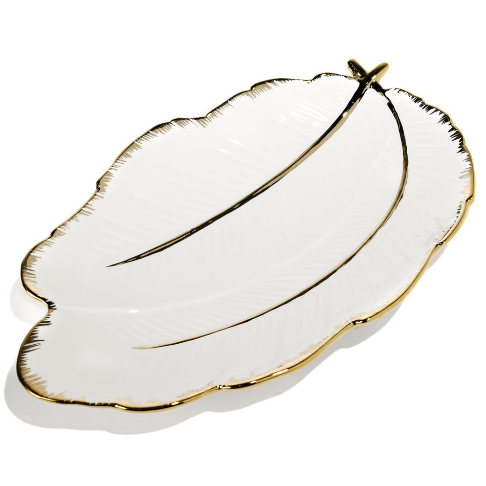 Декоративная посуда  Margita feather, белая/золотая, 35x22.5x4cm