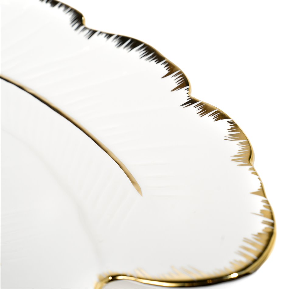 Dekoratyvinis indas  Margita feather, baltas/aukso sp., 35x22.5x4cm