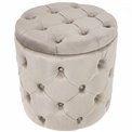 Pouf with storage box Mainburg A, taupe, velvet, 43x43x43cm