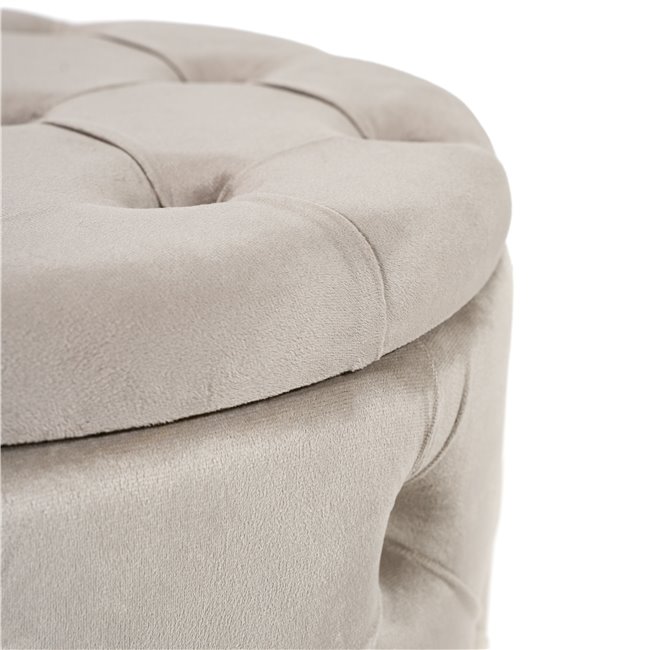 Pouf with storage box Mainburg A, taupe, velvet, 43x43x43cm