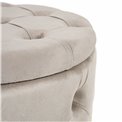 Pouf with storage box Mainburg A, taupe, velvet, 43x43x43cm